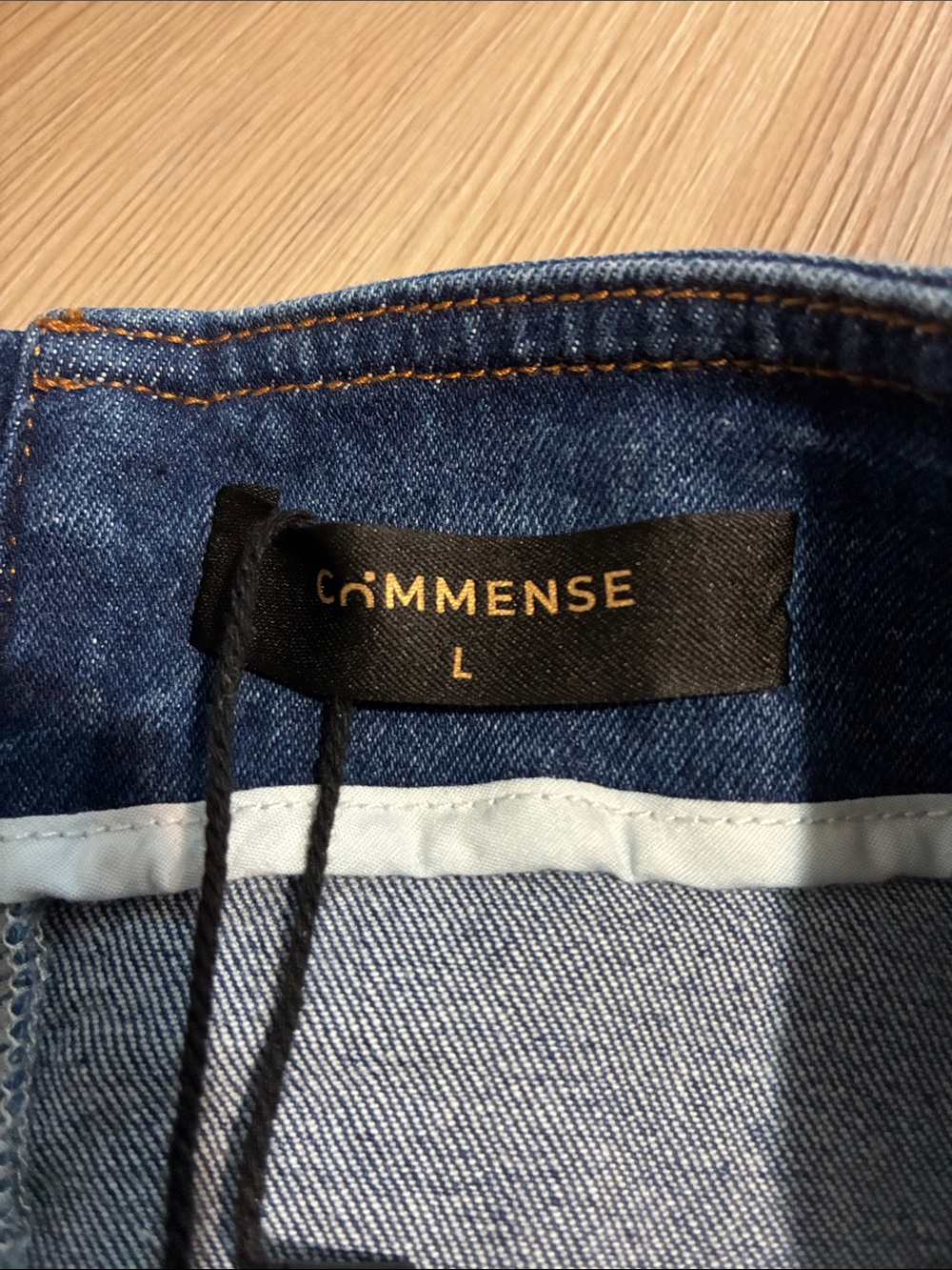 Commense Buckle Detail Asymmetrical Denim Mini Skirt Women’s L NWT - Picture 6 of 12